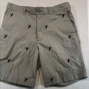 Embroidered Toucan Olive Green Men’s Shorts